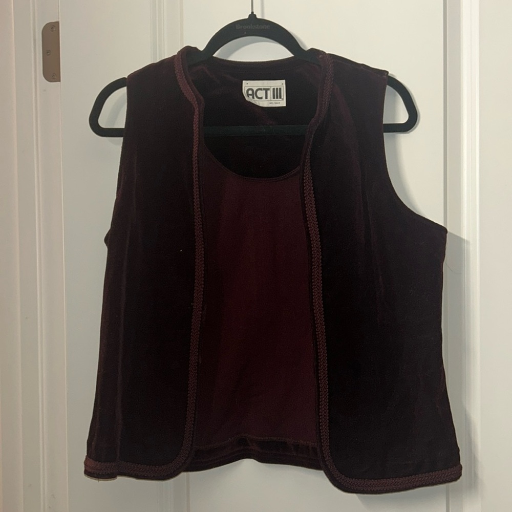 Vintage Whimsigoth Velvet Burgundy Vest